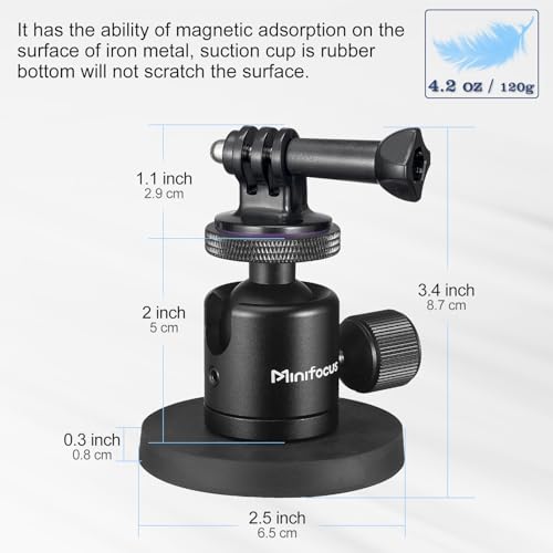 Magnetic Camera Mount for Action Camera, Super Strong Rubber Magnet with 360° Rotation Ball Head, 1/4"-20 Male Thread Screw, Magnet Camera Stand for GoPro, Insta 360, DJI Osmo Action Nano - color: C1302-New