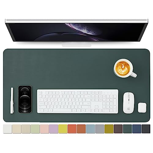 Leather Desk Mat - Non-Slip PU Desk Pad for Office and Home - Desk Organization and Accessories - Ideal for Large Mouse Pad and Desk Mats on Top of Desks (Dark Green,31.5"x 15.7") - color: Dark Green, size: 31.5" x 15.7"