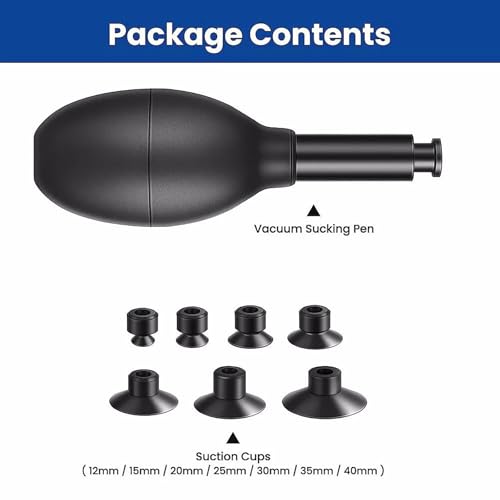 Lens Sucker Kit, Suction Pen and 7pcs Suction Cups, Changeable Anti-Static, ESD Conductive Silicone Suction Cup Set