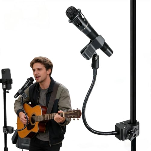 Microphone Stand Gooseneck11.8”/30cmMic Stand Desk With Adjustable Mic Clip & Super Crab Clamp,Heavy-Duty Desk Mount, for Podcasting, Streaming, Podium & Public Speaking.Flexible Gooseneck Mic Mount