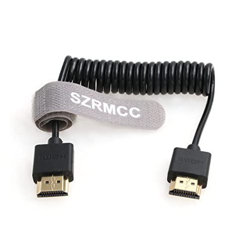 SZRMCC 8k 2.1 HDMI to HDMI Ultra High Speed Coiled Cable for Z Cam E2 Sony FX6 FX9 Canon EOS C70 C300 Portkeys BM5 Atomos Ninjav V Shogun Monitor - color: Black Coiled Cable, size: HDMI-HDMI