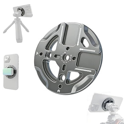 Magnetic Phone Mount Plate with 1/4"-20 Thread & Cold Shoe, N52 Strong Magnet 15N Hold, Aluminum Camera Mount Adapter for iPhone MagSafe, Tripod, Ball Head, Vlogging & Filming Rig (Gray) - color: Gray