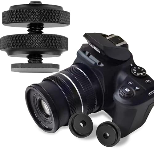 Camera Hot Shoe Mount Screw Adapter 1/4" to 1/4", BENACES 4-Pack Aluminum Alloy 1/4 Inch Nut Female Dual Thread Converter Connector for Heads, Tripods