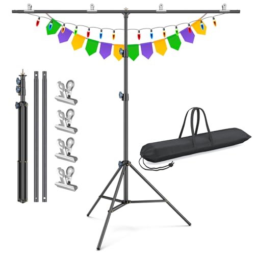 LINCO Lincostore Zenith Portable T-Shape Background Backdrop Stand Kit 5x6.7ft - 5ft Wide (Fixed) and 6.7ft High (Adjustable)- Lightweight Only 4 Lbs Easy to Carry and Storage Black