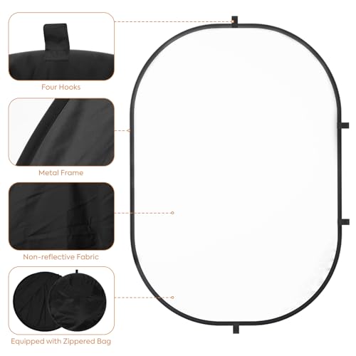 3x5ft/1x1.5m White Black Photo Backdrop, Double-Sided Pop Up Photography Background with Carry Bag Reversible Collapsible Backdrops for Photoshoot TikTok YouTube Video Live Streaming - color: Black/White, size: 3 x 5 ft