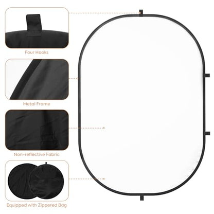 5x6.5ft/1.5x2m White Black Photo Backdrop, Double-Sided Pop Up Photography Background with Carry Bag Reversible Collapsible Backdrops for Photoshoot TikTok YouTube Video Live Streaming - color: Black/White, size: 5 x 6.5 ft
