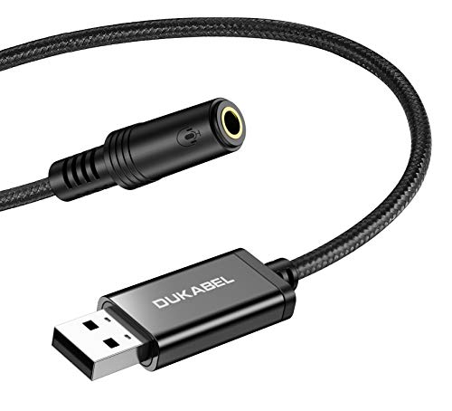 DUKABEL USB to 3.5mm Jack Audio Adapter, USB to Aux Cable with TRRS 4-Pole Mic-Supported Headphone AUX Adapter Built-in External Sound Card for PS4 PC PS5 and More [19 Inch] - size: 19 inch / 50cm