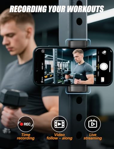 Gym Magnetic Phone Holder【Strong Magnets】- 360 Adjustable Magnetic Phone Mount, Phone Holder Gym Accessories for Men Women Compatible with All Smartphones 4.7-7" - color: Black