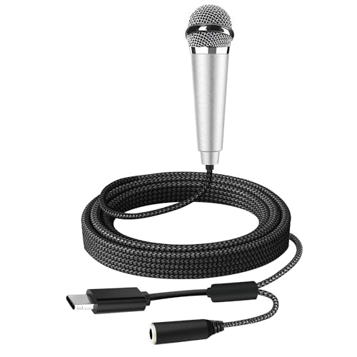 USB C Mini Microphone Karaoke, Portable ASMR Microphone for Android Phone/iPhone 15/Laptop/Mac, Wired Mic for Voice Recording, Singing, Interviews, Vlogs, YouTube, TIK Tok (Silver) - color: silver