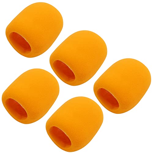 Fielect 5Pcs Microphone Cover Foam Mic Cover Handheld Microphone Windscreen Mic Foam Filter Cover Orange for Karaoke DJ, KTV Broadcasting - color: Orange