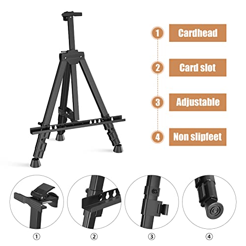 Art Painting Artist Easel Stand, Portable Adjustable Aluminum Metal Tripod Display Easel with Bag, Height from 17 to 66 inch for Table-Top/Floor Drawing and Displaying, Black - style: Black - 1pack
