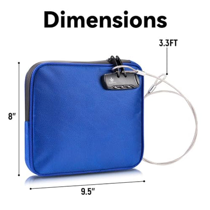 KOSMCCO Beach Locking Bag, Portable Safe, 9x7.5 Inch, Blue | Anti-Theft Design, Security Cable Included, Holds Phone Wallet and Keys, Ideal for Beach Pool Cruise and Travel - color: Blue