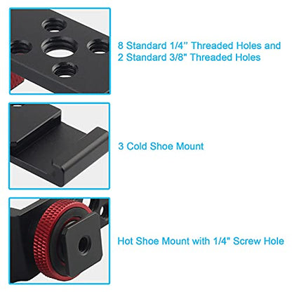Fotoconic Hot Shoe Extension Bar Mount, Triple Cold Shoe Extension Flash Bracket, Compatible with Nikon Canon Sony Olympus DSLR Camera, Microphone, Led Video Light, Camcorder DV
