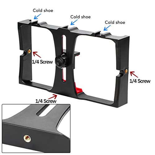 Smartphone Video Rig, Filmmaking Cage Camera Rig, Phone Video Stabilizer, Filmmaking Vlogging Case, Phone Stabilizer for Video Recording, Videomaker Film-Maker Fits for All Smartphones(Red)