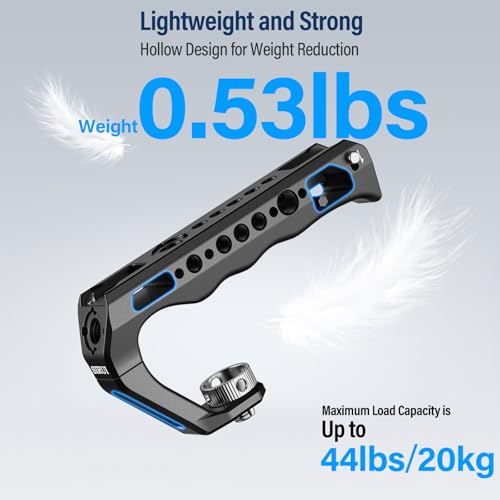 SIRUI Top Handle with Locating Mount for ARRI and NATO Mount, All-Aluminium Camera Cage Handle Grip with Cold Shoe with Safety Pin, Multiple Threaded Holes, AM-MTHA, Pack of 1