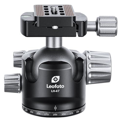LEOFOTO LH-47 Camera Tripod Ball Head Mount, 98mm Aluminium Ball Head with 1/4" Quick Release Plate, 360 Degree Rotating & Panoramic Base, 3/8" Mounting Screw for Tripod/Monopod/Slider, Max Load 48lb - color: Knob Release, 98mm, with QR Plate, Max Load 48