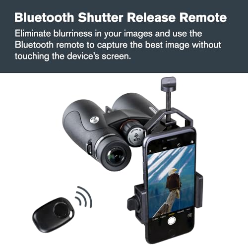 Celestron – Smartphone Adapter and Bluetooth Remote for Telescope, Binoculars & Spotting Scopes – Capture Images & Video Through Your Optics – Simple, Durable, Metal Body - Compact and Travel-friendly - style: Basic Smartphone Adapter DX with Bluetooth