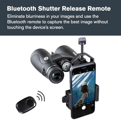 Celestron – Smartphone Adapter and Bluetooth Remote for Telescope, Binoculars & Spotting Scopes – Capture Images & Video Through Your Optics – Simple, Durable, Metal Body - Compact and Travel-friendly - style: Basic Smartphone Adapter DX with Bluetooth