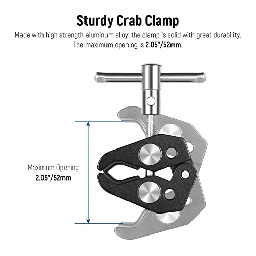NEEWER Mini Articulated Ball Head with Crab Clip Mic Holder with 1/4" to 5/8" Thread, Compatible with SmallRig Camera Cage and Microphones, Support up to 3.3 lbs - style: MS013
