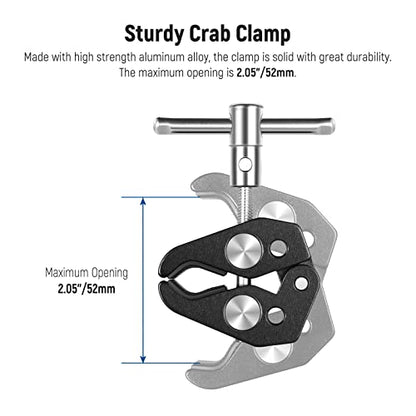 NEEWER Mini Articulated Ball Head with Crab Clip Mic Holder with 1/4" to 5/8" Thread, Compatible with SmallRig Camera Cage and Microphones, Support up to 3.3 lbs - style: MS013