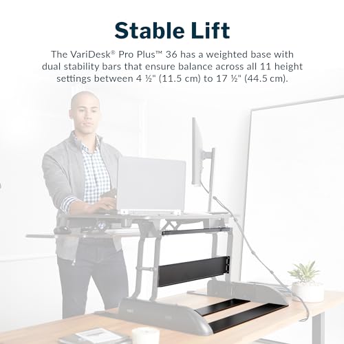 Vari Varidesk Pro Plus 36 Standing Desk Converter for Home Office – 11 Height Settings + Spring-Loader Lift, 2 Tier Design with Keyboard Tray, Fits Tables 26.5" Deep – Fully Assembled (Espresso) - color: Espresso