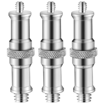 3 Pieces Standard 1/4 to 3/8 inch Metal Male Convertor Threaded Screw Adapter Spigot Stud for Studio Light Stand, Hotshoe/Coldshoe Adapter, Ball Head, Wireless Flash Receiver, Trigger