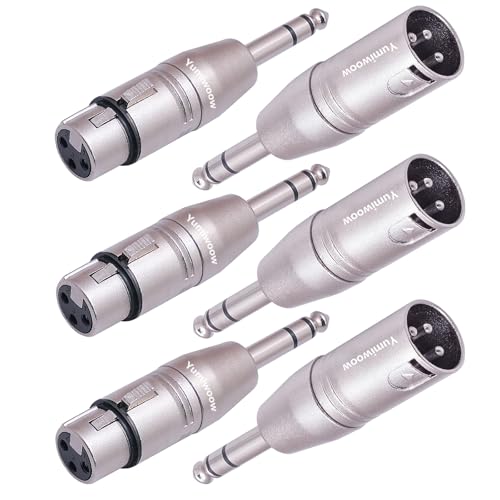 6 Pack 1/4" TRS to XLR Adapter - 3 Pcs 6.35mm 1/4" Male to XLR Male and Female Adapters