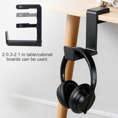 Rotating Headphone Stand, Multi-Functional 360° Rotatable Adjustable Clamp-on Under Desk Headset Stand, Universal Gaming and Office Headphone Holder, Black - color: Black