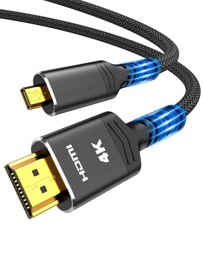 Highwings 4K Micro HDMI to HDMI Cable 6 FT, 4K@60Hz, Micro HDMI Cord HDR Compatible for DSLR Camera, Raspberry Pi, GoPro Hero to TV, Laptop, Computer, Monitor, for Video, Audio, Image, Streaming Black - color: Black, size: 6 Feet