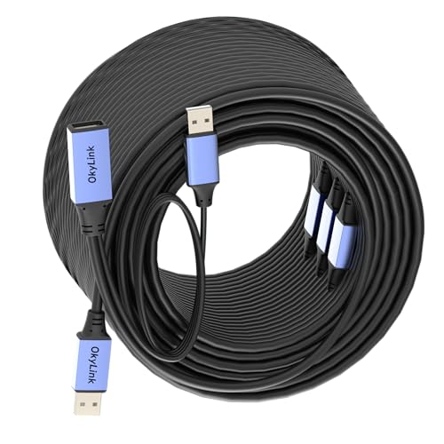 OkyLink Active USB 2.0 Extension Cable A to A, Male to Female 160ft(50M) | 480Mbps Signal booster cord, compatible with printer, mouse, keyboard, scanner, camera - size: 160ft (50m)