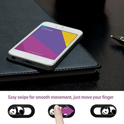 3PCS Phone Camera Cover, 0.02 Inch Laptop Webcam Cover Slide Cover, Webcam Privacy Cover, Keep Your Privacy Safe (Panda Lying Down - Black) - color: Panda lying down - black