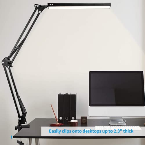 C-Clamp Base Stand Mounting Accessory, Metal Black Table Mount Desk Light Holder for Desktop Lamp Monitor Microphone Mic Arm Stand (12mm/0.47" Dia Hole)