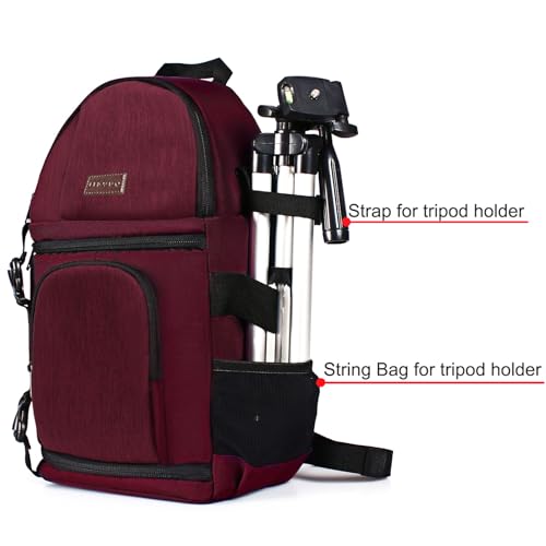 MOSISO Camera Sling Bag, DSLR/SLR/Mirrorless Camera Backpack Case Shockproof Photography Backpack with Tripod Holder & Removable Modular Inserts Compatible with Canon/Nikon/Sony/Fuji, Wine Red - color: Wine Red