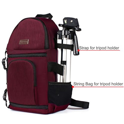 MOSISO Camera Sling Bag, DSLR/SLR/Mirrorless Camera Backpack Case Shockproof Photography Backpack with Tripod Holder & Removable Modular Inserts Compatible with Canon/Nikon/Sony/Fuji, Wine Red - color: Wine Red