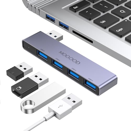 USB Hub for Laptop,MOGOOD USB Hub 3.0 USB Splitter Ultra-Slim Data USB Hub [Charging Not Supported] Multi USB Port Expander USB Adapter Station for Laptop,Windows PC,Mac,Printer,Flash Drive,Mobile HDD - color: Grey-Left, size: Left Side Version