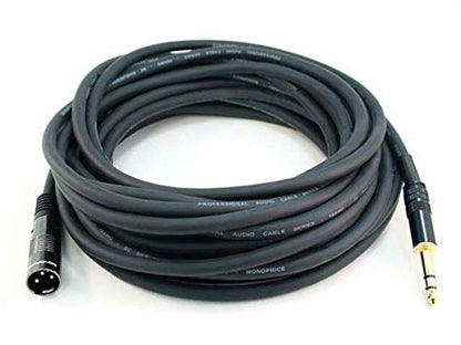 Monoprice XLR Male to 1/4in TRS Male Cable - 50 Feet | 16AWG, Gold Plated - Premier Series - size: 50Ft