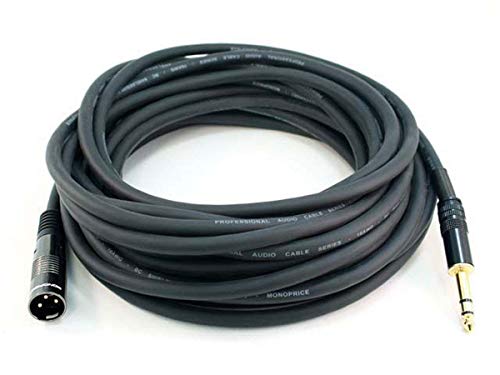 Monoprice XLR Male to 1/4in TRS Male Cable - 50 Feet | 16AWG, Gold Plated - Premier Series - size: 50Ft