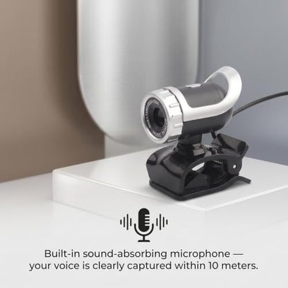 USB 2.0 0. Pixels Clipon Webcam,Clip on PC Camera,Plug and Play HD Web Camera with 360 Rotating Stand & Builtin Microphone for PC (Silver) - color: Silver