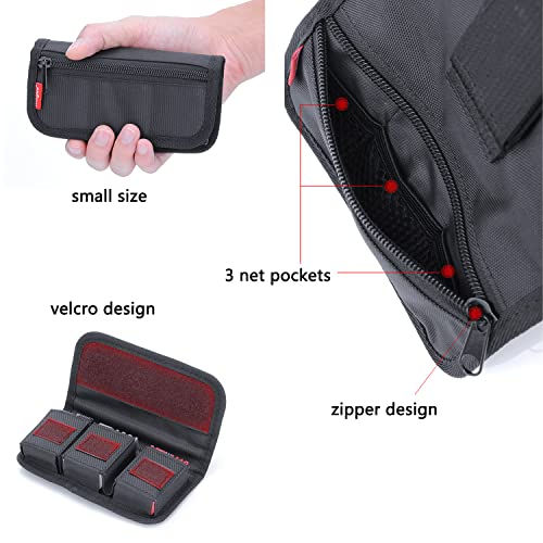 King Ma Small DSLR Camera Battery Bag Pouch Holder Case Camera Batteries Waist Bag Compatible with LP-E6 LP-E17 FZ100 FW50 F550 AA Battery and SD Card Holder Memory Card Case