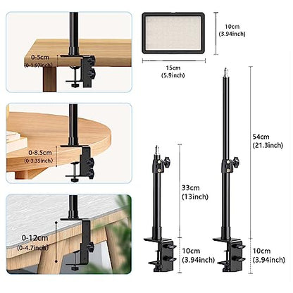 2 Pack Streaming Key Light with Desk Stand C-Clamp Stand Dimmable Video Panel Light for Video Recording Conference Webcam Laptop Zoom
