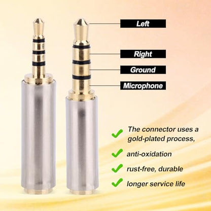 4pcs 2.5mm to 3.5mm & 3.5mm to 2.5mm Stereo/Mono Audio Adapters, Male-to-Female Stereo Audio Converter Jack Adapter for Headphones Smartphones Tablets Mic Television