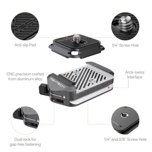 PGYTECH Quick Release Clamp V2, Compatible for Arca Swiss Plate Camera Mount Adapter with 1/4" to 3/8" Screw Thread for Tripods/Gimbals/Sliders/Stabilizers(Only Clamp) - style: Clamp V2