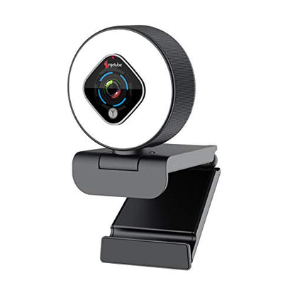 Angetube Streaming Webcam 1080P w/Ring Light, FHD Web Cam w/Digital Zoom | 5X Digital Zoom, AutoFocus, 2 Microphones, USB Computer Web Camera for Desktop Computer PC Laptop Mac, for Gaming Google Meet