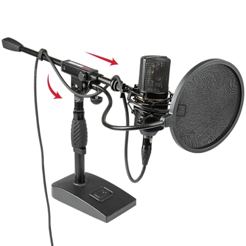 Gator Frameworks Short Weighted Base Microphone Boom Arm Stand with Clamp-On Single Layer Pop Filter (GFW-MIC0821-POP), Black - style: Weighted Base + Pop Filter