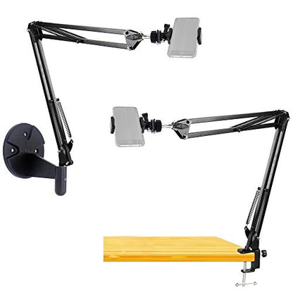 2in1 Wall Phone Mount,Overhead Camera Mount for iPhone Samsung Live Streaming,Baking,Craft,Videos,Online Lessons