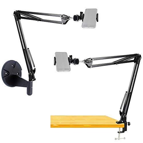 2in1 Wall Phone Mount,Overhead Camera Mount for iPhone Samsung Live Streaming,Baking,Craft,Videos,Online Lessons