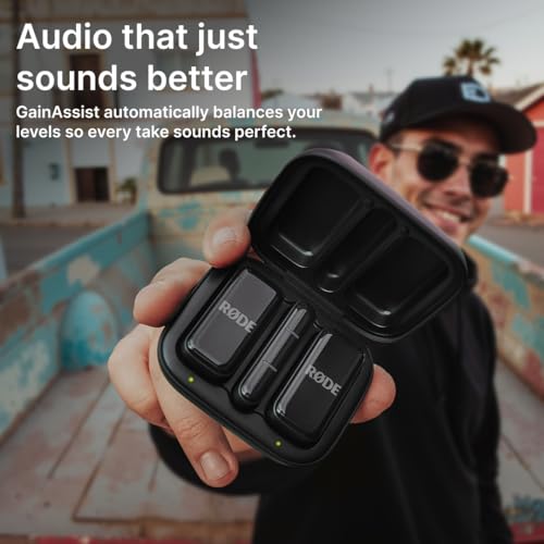 RØDE Wireless Micro - Compact Wireless Microphone, Two Mics with Charge Case for Smartphone Content Creation - USB-C, Black - color: Black