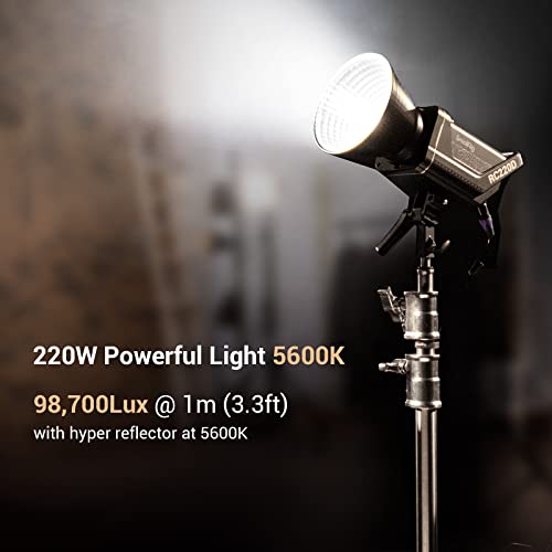 SmallRig RC 220D 220W LED Video Light 98700 LUX @3.3ft 5600K Continuous Output Light with CRI 95+, TLCI 96+, w/Bowens Mount, Manual and App Control Remotely Professional Studio Spotlight - color: Day Light
