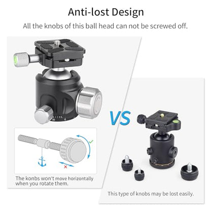 Low Profile Tripod Ball Head-INNOREL N36, Panoramic CNC Metal Camera Tripod Ball Head with Two 1/4" Screw Arca Swiss Quick Release Plates for Tripod,Monopod,DSLR,Camcorder, Max Load 44lbs/20kg - size: N36-Sliver