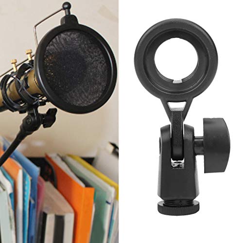 Germerse Microphone Holder, Portable Anti Vibration Mic Stand Adapter, Black Plastic, 22mm/0.9in Threaded Microphones